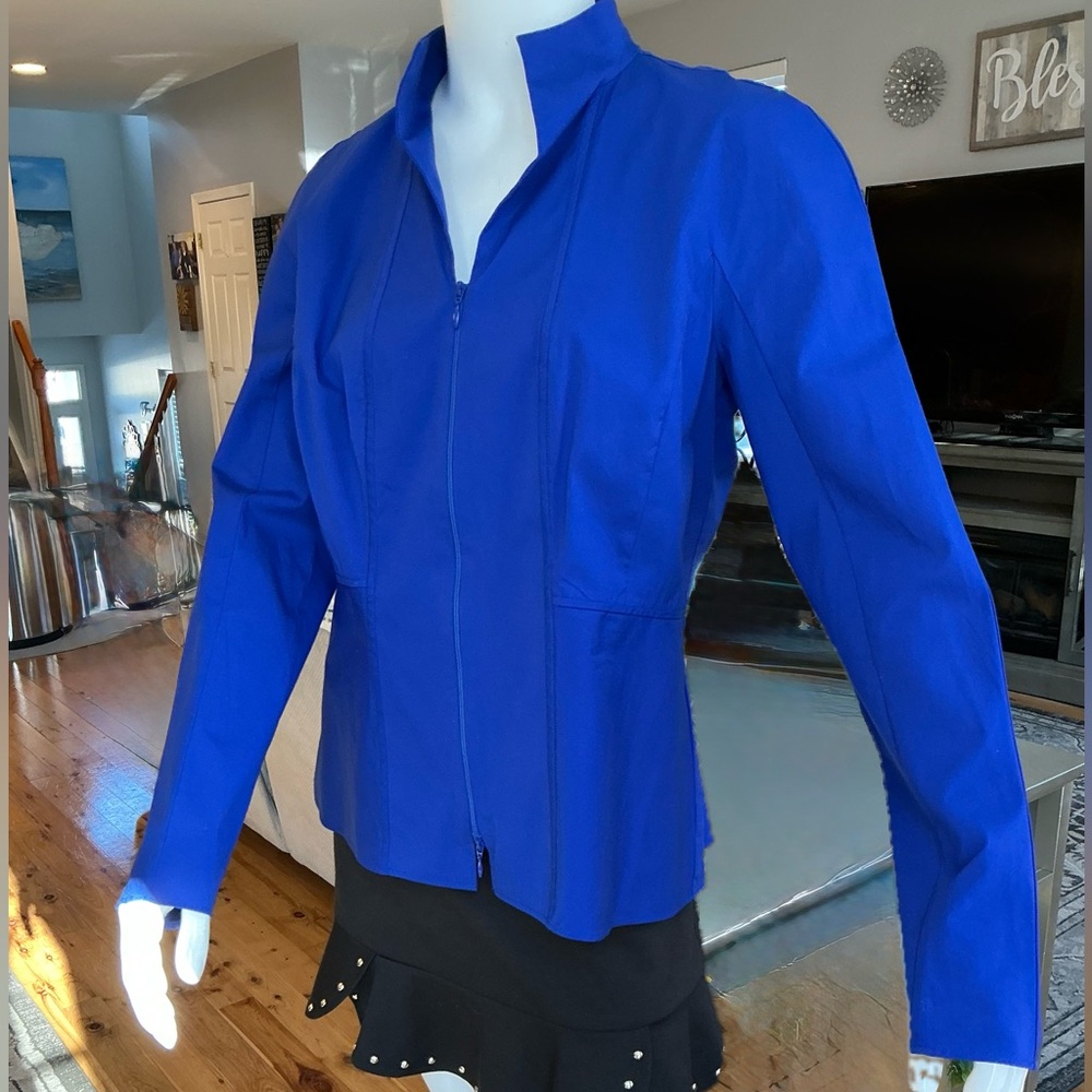 Lafayette Minimalist Royal Blue Zip Fall Jacket Casual Business Career SZ Medium